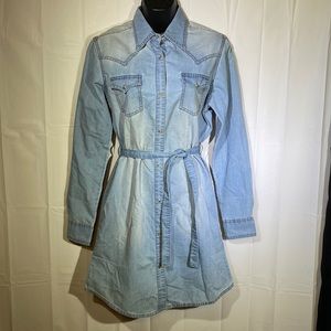 Western Pearl Snap Denim Dress